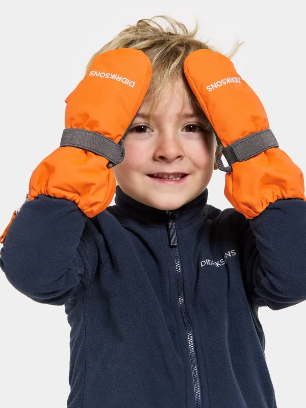 Best Sale Didriksons Biggles Kids' Zip Mittens Orange Jam