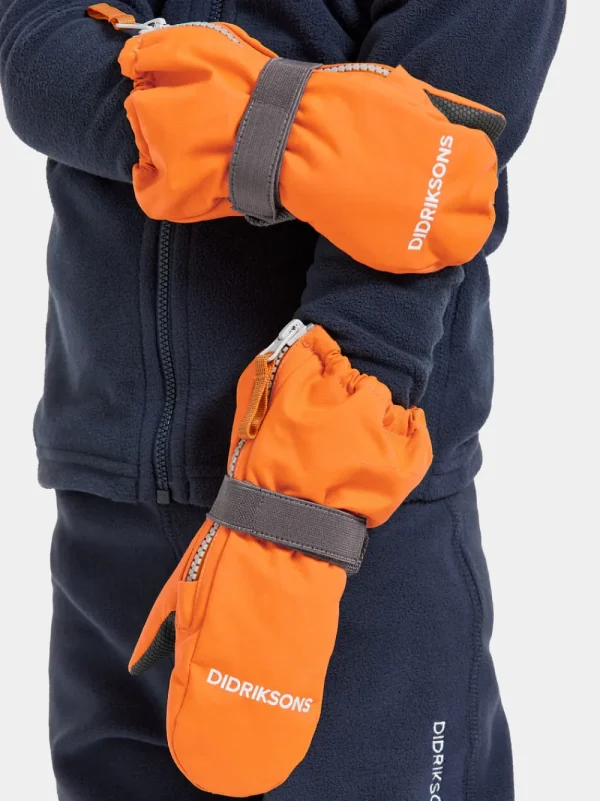 Best Sale Didriksons Biggles Kids' Zip Mittens Orange Jam