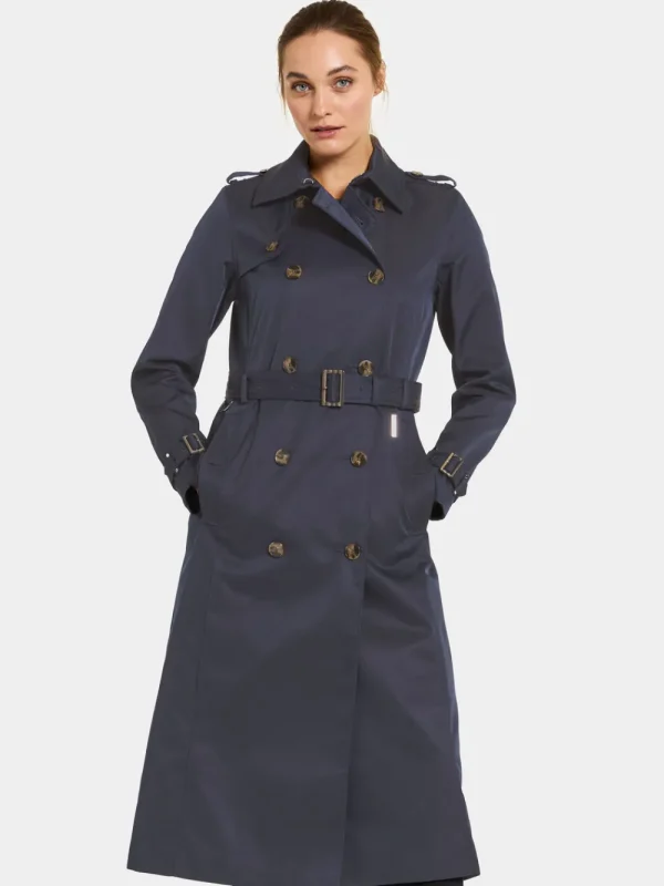 Clearance Didriksons Clairy Coat Long Dark Night Blue