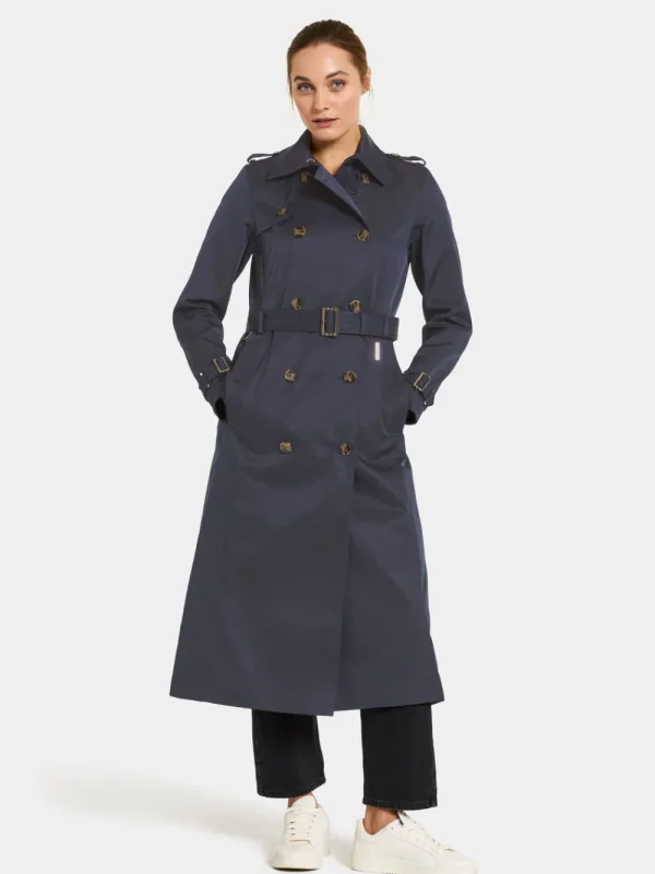 Clearance Didriksons Clairy Coat Long Dark Night Blue