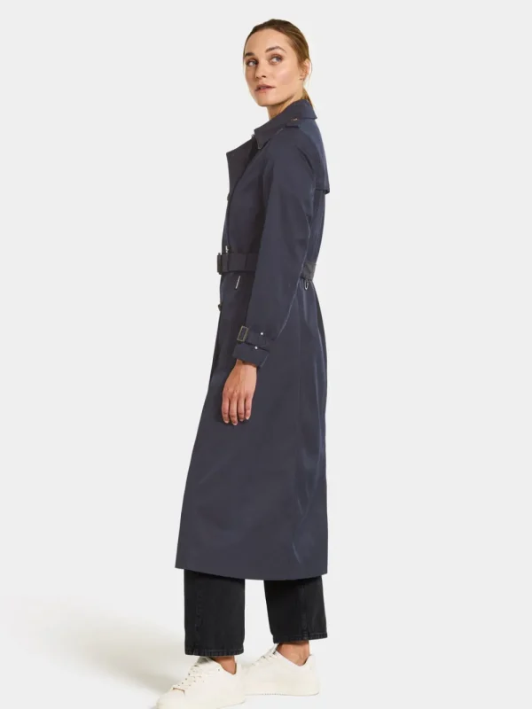 Clearance Didriksons Clairy Coat Long Dark Night Blue