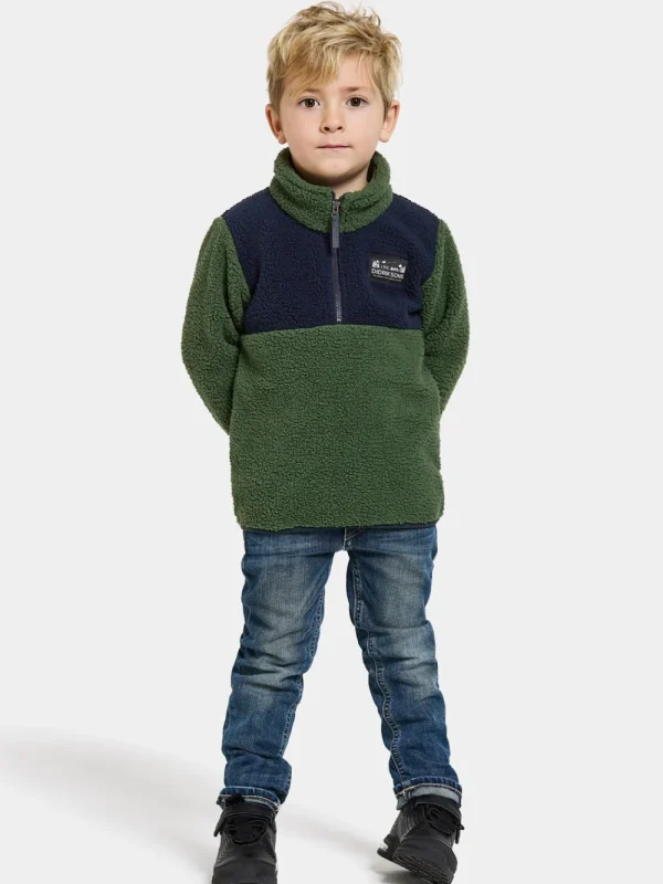 New Didriksons Gosig Kids' Half-Zip Pine Green