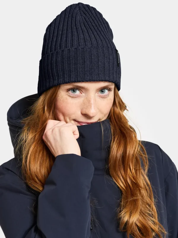 Store Didriksons Laken Beanie Dark Night Blue