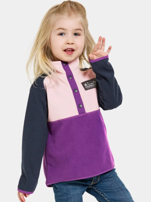 Clearance Didriksons Monte Kids' Half Button Royal Purple