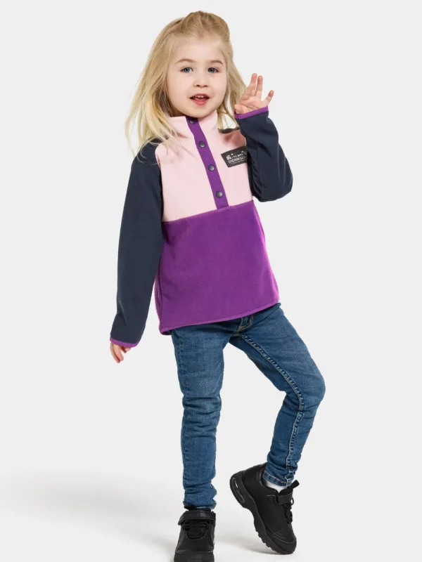 Clearance Didriksons Monte Kids' Half Button Royal Purple