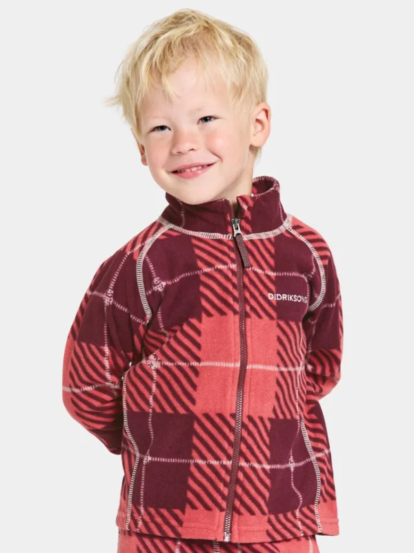 Outlet Didriksons Monte Printed Kids' Full-Zip Termos Termos Rusty Wine