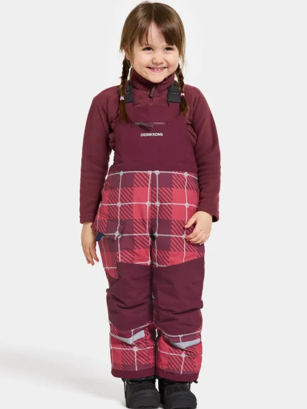 Cheap Didriksons Polarbjörnen Printed Kids' Bib Pants Termos Rusty Wine